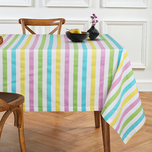 100% Cotton Customizable 90x90cm <b>Table</b> <b>Cloth</b> with Multi-Color Stripes 165Gsm Woven in India - Product Image 6