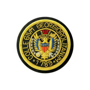 Custom Made Bullion Wire Small Size Embroidered <b>Badges</b> Sew on Hand Embroidered Low MOQ Patch for Sale - Product Image 6