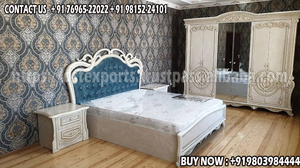 Chambre marron au design traditionnel pour chambre principale Lit en bois fantaisie de style français avec tabourets latéraux Ensemble de lit en bois Queen Size - Product Image 6