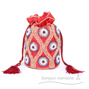 Borsa Fusion con marsupio artigianale realizzata a mano | Borsa artigianale tradizionale e moderna con perline ricamata | Malocchio-protezione-Charm Design - Product Image 4