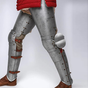 Conjunto de Armadura de Protección Medieval Gótica Avanzada de Hierro, Pierneras Flotantes, Color Plateado, Forma Personalizada, Inspirado en Películas y TV, Pulido - Product Image 4