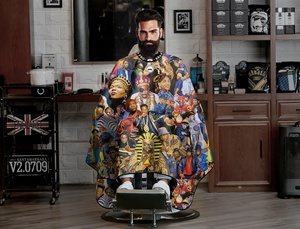 CAPAS DE BARBERO CAPAS DE CORTE DE PELO CON DISEÑO PERSONALIZADO 100% POLIÉSTER A PRUEBA DE AGUA Y RESISTENTE AL AGUA - Product Image 4