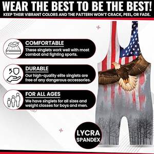 Maillots de lutte personnalisables en spandex/polyester de haute qualité pour hommes, vêtements de sport respirants, arts martiaux - Product Image 2