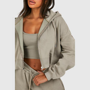 Ropa de diario personalizada, nuevo conjunto para mujer, informal, de invierno, de dos piezas, tejido satinado, con cremallera en relieve, con capucha - Product Image 5