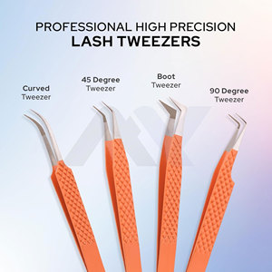 Pinzas profesionales para extensiones de pestañas, pinzas de extensión de pestañas de precisión con punta de fibra, pestañas personalizadas de acero japonés - Product Image 6