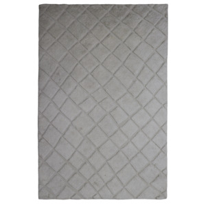 Tapis d'intérieur moderne en laine shaggy à poils longs, motif géométrique diamant, couleur ivoire uni, réversible, antidérapant, résistant aux taches, rembourré - Product Image 1