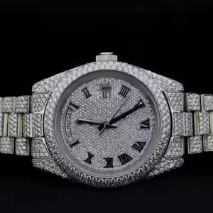 SHIVPATH Premium Hommes Style Hip Hop Montre Automatique En Acier Inoxydable Entièrement Glacé Chiffre Romain Moissanite Diamant Buss Antique - Product Image 4