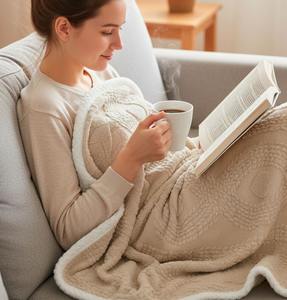 Couverture matelassée d'hiver Manta Trmica Corazones 200x230cm en lin/polyester, douce et chaude, beige, gris, lavande, gris foncé, vert, matrimoniale - Product Image 4