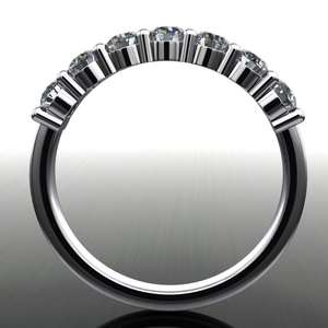 Sept pierres demi-éternité bande de diamants cultivés en laboratoire 2.5mm CVD Cut VS1 Grade bague de fiançailles en argent Sterling bijoux fins mariage - Product Image 3