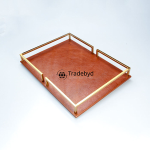 Tradebyd Bandeja de madera MDF pulida Bandeja de servicio decorativa para el hogar Hotel y comedor - Product Image 2