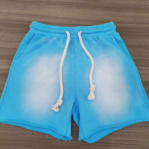 Venta caliente HOMBRES ACID WASH Shorts Alta calidad 100% algodón Sun Fade con diamantes de imitación Patrón sólido Streetwear Sun Fade Shorts - Product Image 6