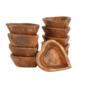 OEM ODM Customized Design Wood Dough Bowls Vintage Style Wood <b>Candle</b> Bowls Factory Direct Wood Heart Bowls for Valentine - Product Image 2