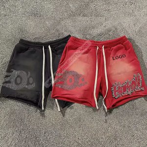 Short de survêtement vieilli personnalisé en gros Short de survêtement strass de haute qualité Short de survêtement strass à prix abordable à vendre - Product Image 2