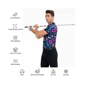 Diseño libre Rendimiento Sublimación Deportes Suave Absorbe la humedad Camiseta de golf de secado rápido Camisetas de polo para hombres Camisa de impresión completa - Product Image 4
