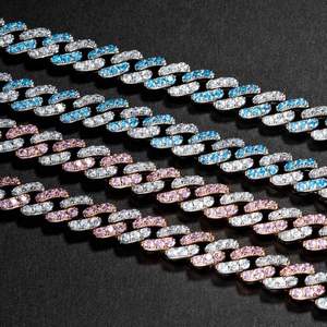 Venta caliente Hip-Hop Moissanite Collar personalizado Color diamante cadena cubana en varios tamaños estilo callejero regalo perfecto - Product Image 1