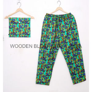 Ensemble de pyjama en coton pour femmes Robe de nuit d'été respirante avec motif floral Vêtements de nuit indiens faits à la main Ensemble de pyjama long - Product Image 2