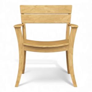 Modern Solid <b>White</b> Teak Dining <b>Chair</b> with Armrests Ergonomic Curved Back Wood Side <b>Chair</b> for Restaurant and Home Dining Room - Product Image 1