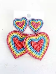 Hermosos pendientes bordados hechos a mano con forma de Hart con diamantes de imitación, joyería de piedra de moda para compromiso de boda o regalo - Product Image 4