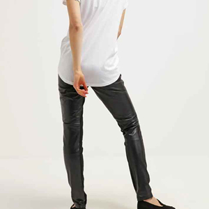 OEM Pantalon en cuir mat doublé de polaire décontracté pour femmes Style rétro Taille haute Élégant et sexy Mode automne et hiver ronpex - Product Image 4