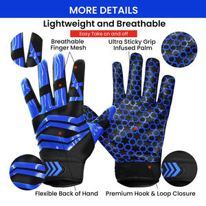 Gants récepteurs de football américain professionnels personnalisés en microfibre collante durable, respirante et légère - Product Image 2