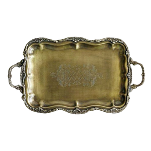 Bandeja de Servicio de Metal Negro de la Más Alta Calidad al por Mayor con Diseño Florentino Dorado en Relieve, Plato Decorativo para Decoración del Hogar - Product Image 5