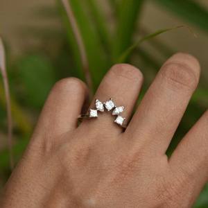 10K oro laboratorio cultivado diamante boda banda laboratorio diamante joyería Marquesa y princesa diamante banda compromiso pila anillo regalo para el amor - Product Image 4