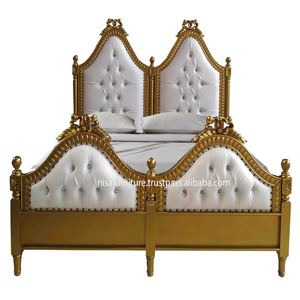 เตียงหรูหราแบบฝรั่งเศสโบราณทำจากไม้เนื้อแข็งสไตล์บาร็อคการออกแบบยุโรปเตียงไม้มะฮอกกานีเตียงคู่เฟอร์นิเจอร์ห้องนอนใช้ในบ้านโรงแรม - Product Image 2