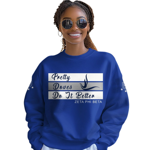Sweat-shirt à col rond bleu et blanc Zeta Phi Beta 1920 pour femmes, vêtements grecs de sororité, haut brodé - Product Image 4