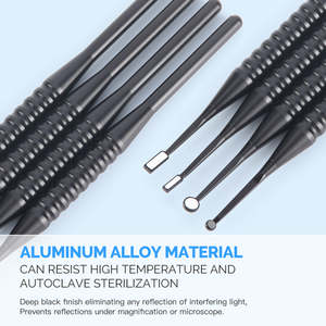 ชุดกระจกตรวจฟัน 4 ขนาด แบบฆ่าเชื้อได้ ผลิตจากเหล็กกล้า สำหรับทันตแพทย์ - Product Image 6