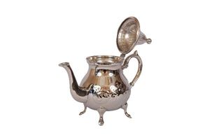 Tetera de latón martillado de arte indio, vajilla de Metal de diseñador con acabado pulido y cuchara de té para servir té y café - Product Image 4