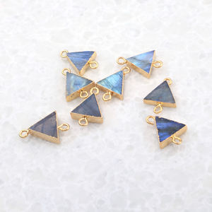 ตัวเชื่อมต่อโลหะทองเหลืองชุบทองด้วยไฟฟ้าแบบ DIY ทำจากแร่แลบราโดไรต์ทำจากไฟธรรมชาติรูปทรงสามเหลี่ยม - Product Image 5