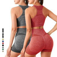Ensemble de vêtements de yoga réversibles imperméables et respirants pour femmes, taille plus, pour la salle de sport et le fitness, 100% coton, 2 pièces