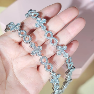 Collar de diamantes con Cruz infinita de plata 925 con ajuste de Micro pavé collar único de diamante de moissanita de corte redondo - Product Image 3