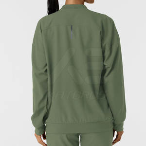 Nuevas chaquetas de fregado de color sólido para mujer Uniformes de hospital de uso al aire libre con cremallera completa - Product Image 3
