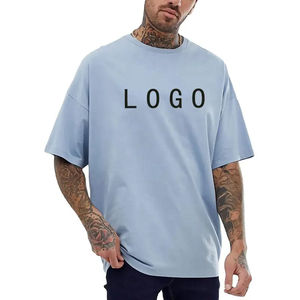 T-shirt en coton épais 300 g/m² surdimensionné et lourd, logo personnalisé, streetwear, t-shirt à col montant pour homme, t-shirt ample vierge imprimé pour homme - Product Image 5