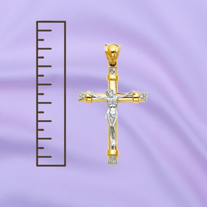 Top Tendance 14K Jaune Or Rose Bicolore Plaqué Enfants Religieux Crucifix Fantaisie Décoratif Christian Bijoux Zircon Métal - Product Image 4