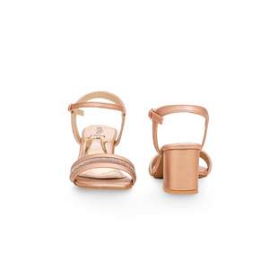 Sandalia elegante de melocotón FN6048, tacones altos para mujer, cierre con cordones, punta cuadrada, tela transpirable, parte superior de encaje, elegante para el verano - Product Image 2