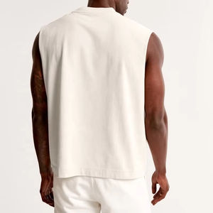 Dernier modèle de débardeur court et ample pour homme, col côtelé, 100% coton, débardeur d'été sans manches, débardeur de sport pour homme - Product Image 4