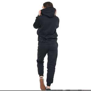 Conjunto Deportivo Clásico de Invierno para Mujer de 2 Piezas con Encaje Largo y Patrón Sólido, Tejido de Forro Polar Transpirable para Uso Deportivo y Casual - Product Image 4