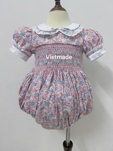 Colección de mamelucos de verano para bebés, vestido de flores azules, peleles bonitos, peleles 100% de algodón para bebés, peleles ahumados personalizados para bebés - Product Image 6