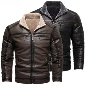Autumn Men's Leather Wool Coated Varsity <b>Jacket</b> High-quality Fashion Thickened Warm <b>Slim</b> <b>Fitting</b> Stand Collar Hooded Front Logo - Product Image 1
