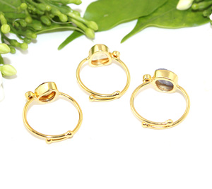 Statement Fashion 24k Yellow Gold Plated Hessonite Stone Black <b>CZ</b> Classic <b>Ring</b> Wholesale Brass Jewelry For Women - Product Image 3