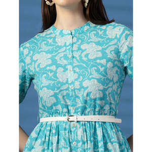 ชุดเดรสผ้าฝ้ายทรงพอดีตัวและทรงบานสำหรับผู้หญิงพร้อมดีไซน์ลายพิมพ์ - Product Image 4