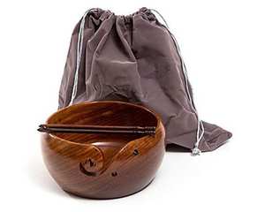 Bol en fil en bois 7x4 pouces support fait main pour crochet bol à tricoter avec crochet en bois crochet et sac de voyage cadeau - Product Image 4