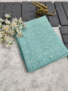 Color azul cielo Digital impreso 5,50 MTR longitud larga un minuto drapeado Sari de moda con la misma pieza de blusa para adultos especial - Product Image 5