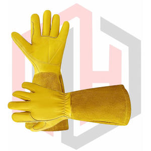 Premium Cowhide Yellow Leather Tig Welding Gloves Customized 14 Inch Length Durable Safety Gloves Anti-Slip Breathable - Product Image 2