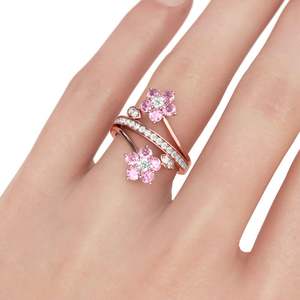 Jeulia Rose Gold Tone Floral Round Cut Sterling <b>Silver</b> <b>Wedding</b> <b>Band</b> Ring - Product Image 4