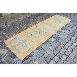 Traditionnel Beige Orange 9x12ft Vintage tapis turc haute qualité laine Latex Patchwork grande surface pour décorations de salon - Product Image 3