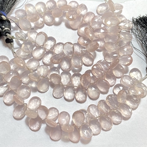 Cuentas de briolette facetadas en forma de pera de Cuarzo Rosa, forma de almendra calibrada, tienda al por mayor de piedras preciosas naturales - Product Image 2