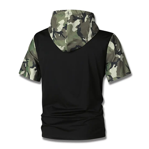 Sudadera con capucha de manga corta de camuflaje de verano para hombre, ropa de calle ligera para exteriores, sudadera con bolsillo con cremallera - Product Image 2